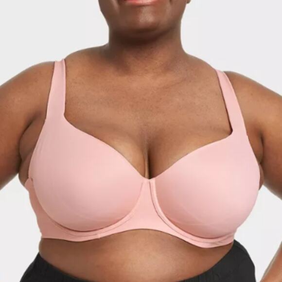 Auden Unlined Full Coverage Underwire Bra Pink DD DDD NEW - Picture 1 of 11